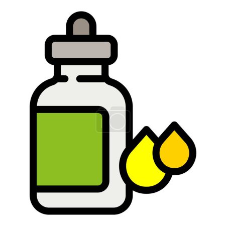 Ilustración de Gotas icono de la vitamina. Esquema cae icono de vectores de vitaminas para el diseño web aislado sobre fondo blanco de color plano - Imagen libre de derechos
