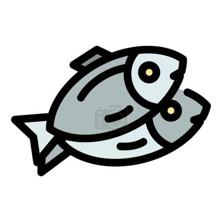 Illustration for Fish omega icon. Outline fish omega vector icon for web design isolated on white background color flat - Royalty Free Image