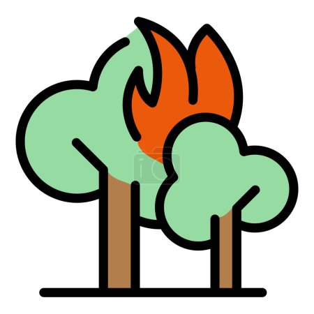 Illustration for Burning forest icon. Outline burning forest vector icon for web design isolated on white background color flat - Royalty Free Image