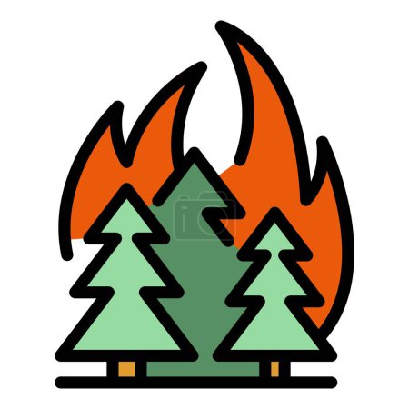 Ilustración de Bosque icono llameante. Bosque contorno ardiente icono vectorial para el diseño web aislado en color de fondo blanco plano - Imagen libre de derechos