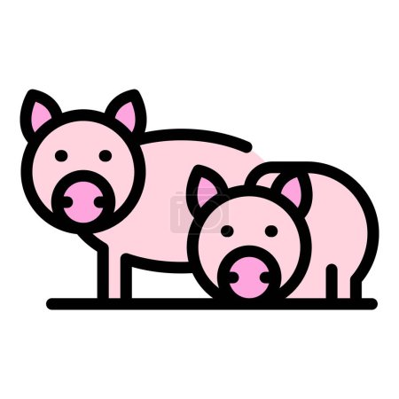Téléchargez les illustrations : L'icône des porcs de ranch. Aperçu Porcs Ranch icône vectorielle pour la conception web isolé sur fond blanc couleur plate - en licence libre de droit