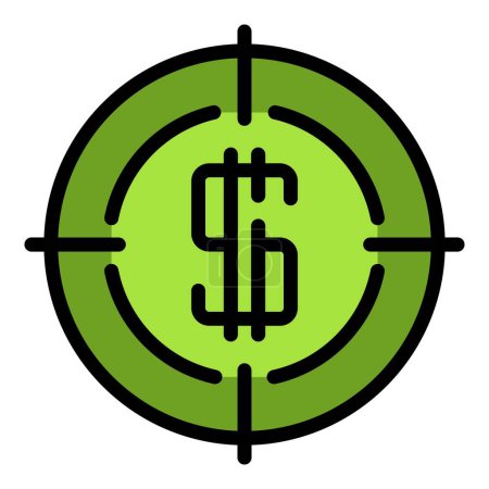 Illustration for Result money target icon. Outline Result money target vector icon for web design isolated on white background color flat - Royalty Free Image