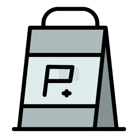 Ilustración de Icono de paquete de proteínas. Esquema Proteína paquete vector icono para el diseño web aislado en el color de fondo blanco plana - Imagen libre de derechos