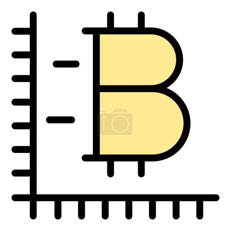 Monitoring bitcoin icon. Outline Monitoring bitcoin vector icon for web design isolated on white background color flat