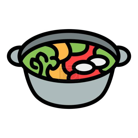 Illustration for Korean kimchi icon. Outline Korean kimchi vector icon for web design isolated on white background color flat - Royalty Free Image