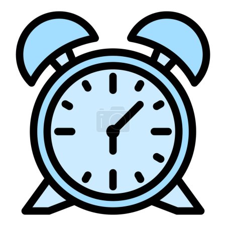 Ilustración de Reloj despertador jet lag icono. Esquema Reloj despertador jet lag vector icono para el diseño web aislado en color de fondo blanco plana - Imagen libre de derechos