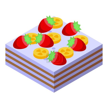 Illustration for Strawberry banana split icon isometric vector. Cherry cream. Ice food - Royalty Free Image