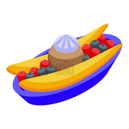 Illustration for Fruit banana split icon isometric vector. Ice food. Summer creative - Royalty Free Image
