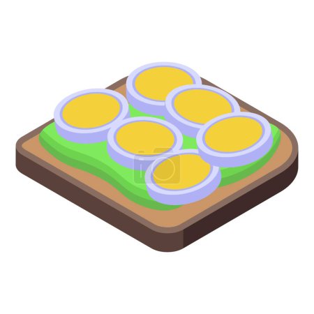 Illustration for Boiled egg avocado toast icon isometric vector. Bread food. Vegetarian diet - Royalty Free Image