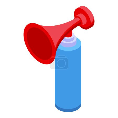 Ilustración de Vuvuzela globo icono vector isométrico. Cuerno de fútbol. Abanico trompeta - Imagen libre de derechos
