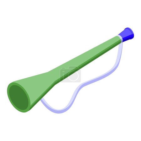 Ilustración de Vector isométrico icono de vuvuzela verde. Trompeta de fútbol. Sonido de fiesta - Imagen libre de derechos