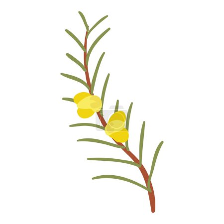 Téléchargez les illustrations : Icône de branche en fleurs vecteur isométrique. Arbuste ramifié ou arbre à fleur jaune. Environnement, nature, botanique - en licence libre de droit