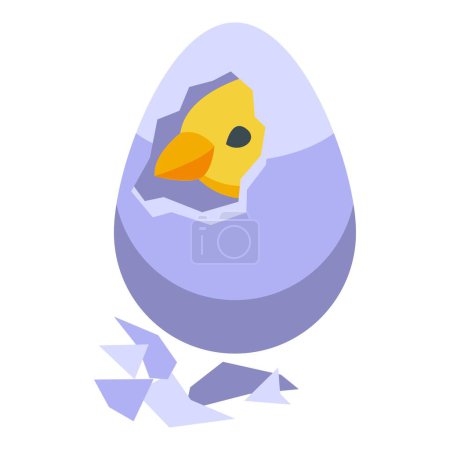 Ilustración de Icono de huevo agrietado vector isométrico. Pájaro de pollo. Gallina de granja - Imagen libre de derechos