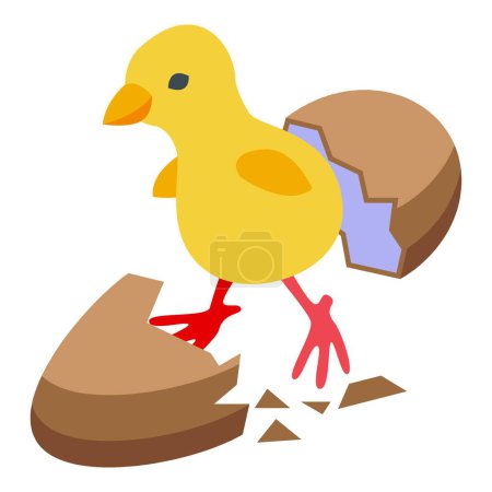 Ilustración de Icono de pollito recién nacido vector isométrico. Huevo de pollo. Pequeño animal - Imagen libre de derechos