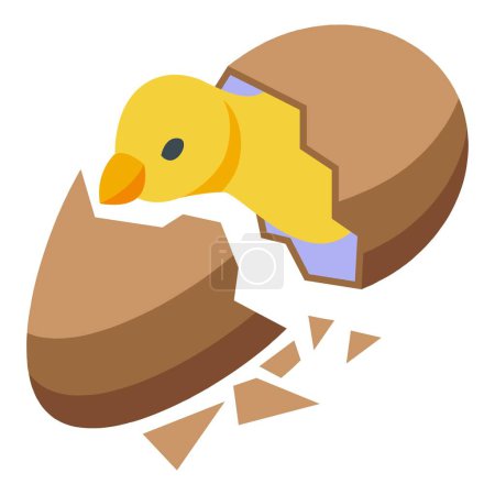 Ilustración de Pequeño icono del recién nacido vector isométrico. Huevo de pollo. Granja animal - Imagen libre de derechos