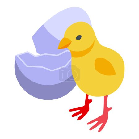 Ilustración de Pollo icono pájaro vector isométrico. Huevo de pollo. Granja de Pascua - Imagen libre de derechos