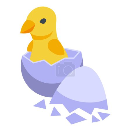 Ilustración de Pequeño icono de pollito vector isométrico. Huevo de pollo. Bebé de Pascua - Imagen libre de derechos