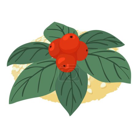 Ilustración de Icono de postre de bayas vector isométrico. Bunchberry canadiense maduro y galletas de frutas. Postre, desayuno, concepto de comida - Imagen libre de derechos