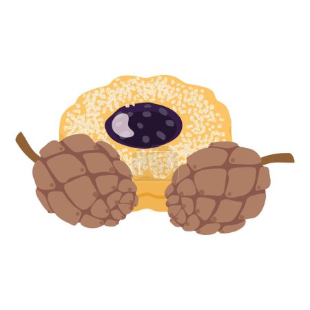 Dessert icon isometric vector. Homemade shortbread fruit cookie and cedar cone. Dessert, food concept