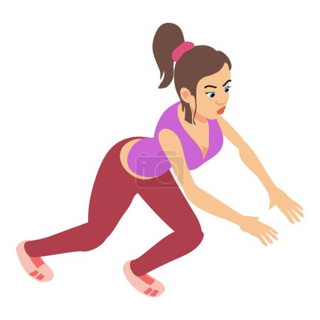 Fitness trainer icon isometric vector. Girl trainer in sportswear during workout. Sport concept, training