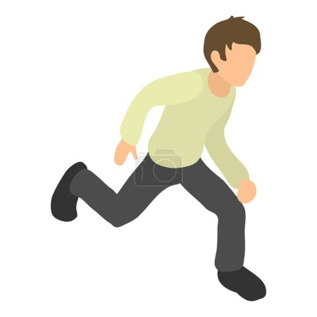 Ilustración de Hombre corriendo icono vector isométrico. Running faceles personaje masculino en ropa casual. Chico, humano, persona - Imagen libre de derechos