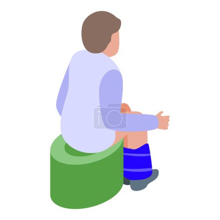 Illustration for Baby sitting on the toilet icon isometric vector. Child pot. Pee training - Royalty Free Image