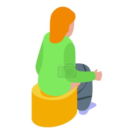 Illustration for Girl training toilet icon isometric vector. Baby pot. Children pot - Royalty Free Image
