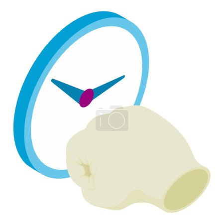 Illustration for Designer clock icon isometric vector. New modern wall clock and human hand icon. Time concept, interior element - Royalty Free Image