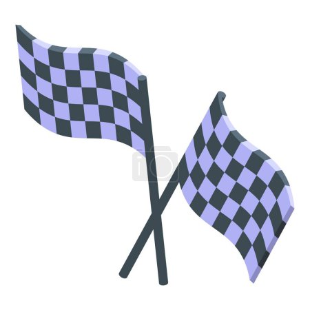Illustration for Racing finish flags icon isometric vector. Car team. Driver auto - Royalty Free Image