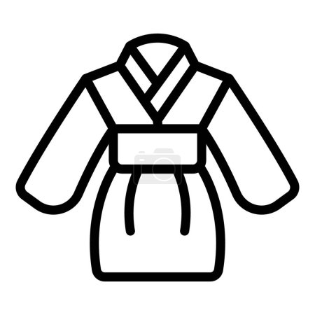 Ilustración de Icono técnico kimono contorno vector. Camisa de karate. Cinturón - Imagen libre de derechos