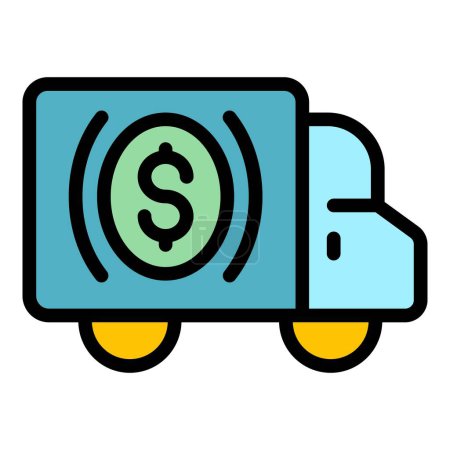 Illustration for Bank reserves truck icon. Outline Bank reserves truck vector icon for web design isolated on white background color flat - Royalty Free Image