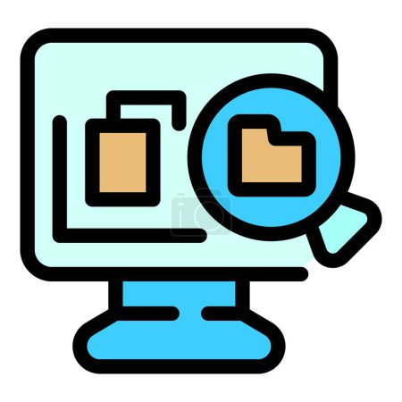 Ilustración de Icono de filtro de contenido informático. Esquema Icono de vector de filtro de contenido de computadora para diseño web aislado en color de fondo blanco plano - Imagen libre de derechos