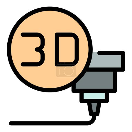 Téléchargez les illustrations : Icône de bioimpression 3D. Décrivez l'icône vectorielle de bioimpression 3d pour la conception Web isolée sur fond blanc couleur plate - en licence libre de droit