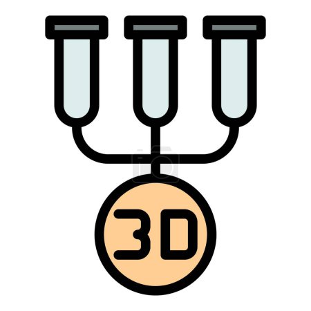 Téléchargez les illustrations : Icône de bioimprimante 3D. Décrivez l'icône vectorielle de la bioimprimante 3d pour la conception Web isolée sur fond blanc couleur plate - en licence libre de droit