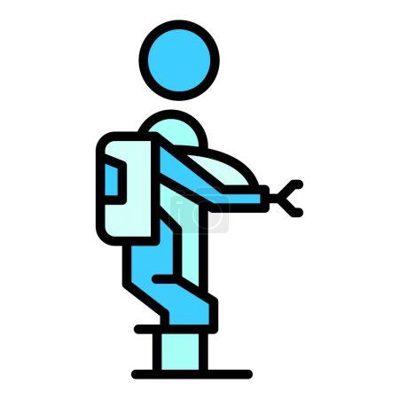 Illustration for Exoskeleton man icon outline vector. Robot suit. Wearable body color flat - Royalty Free Image