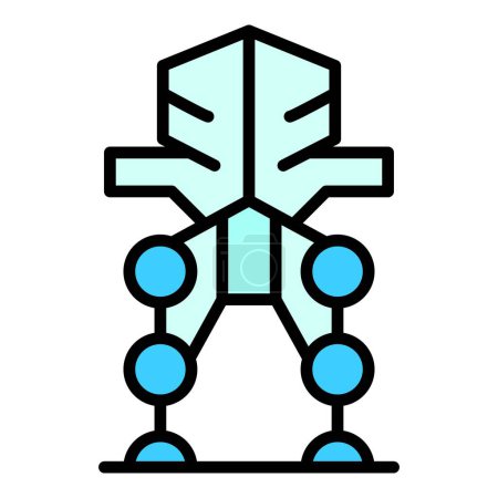 Illustration for Artificial exoskeleton icon outline vector. Robot suit. Body tech color flat - Royalty Free Image