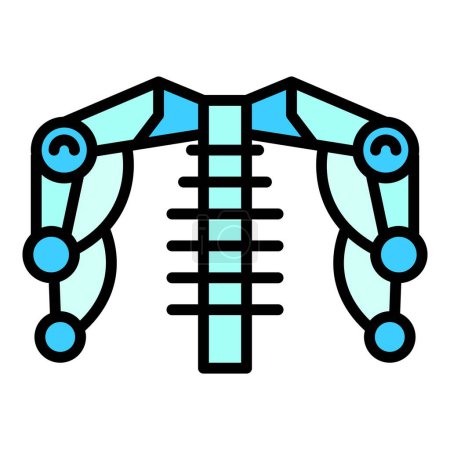 Illustration for Exoskeleton hand icon outline vector. Artificial robot. Body tech color flat - Royalty Free Image