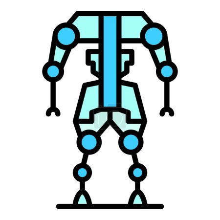 Illustration for Body tech icon outline vector. Exoskeleton suit. Artificial man color flat - Royalty Free Image