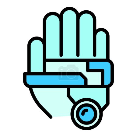 Illustration for Exoskeleton hand icon outline vector. Robot suit man, Artificial future color flat - Royalty Free Image
