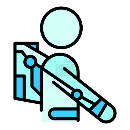 Illustration for Body tech icon outline vector. Exoskeleton suit. Robot man color flat - Royalty Free Image