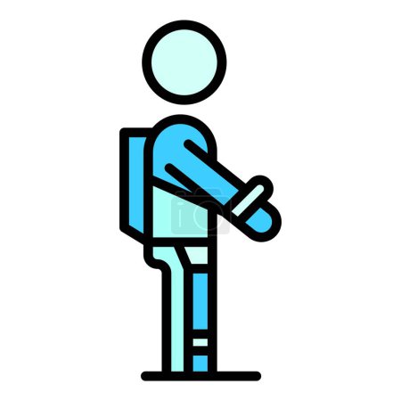 Illustration for Worker exosuit icon outline vector. Exoskeleton suit. Robot man color flat - Royalty Free Image