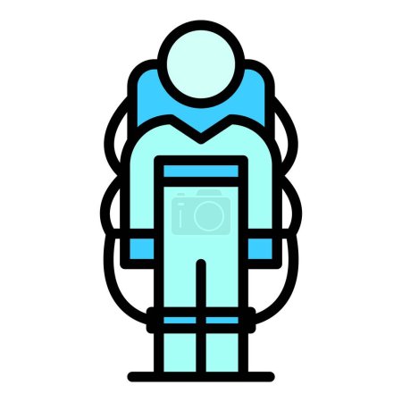 Illustration for Army exosuit icon outline vector. Robot suit. Exoskeleton future color flat - Royalty Free Image