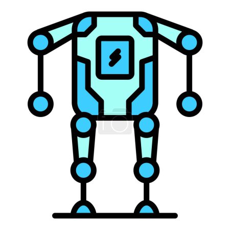 Illustration for Charging exoskeleton icon outline vector. Robot suit. Wearable body color flat - Royalty Free Image