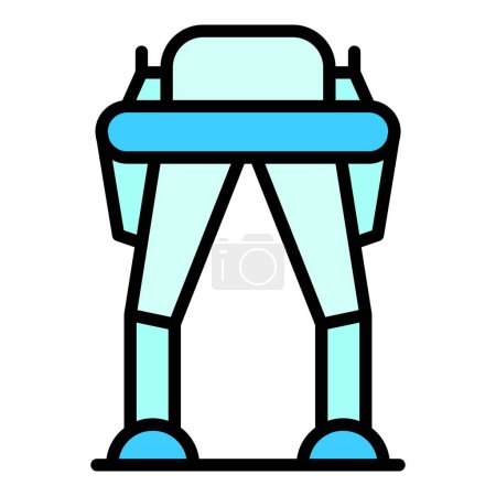 Illustration for Exoskeleton back icon outline vector. Robot suit. Wearable body color flat - Royalty Free Image