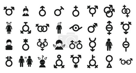 Illustration for Gender identity icons set simple vector. Sex couple. Female diversity - Royalty Free Image
