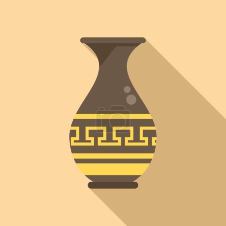 Illustration for Amphora shape icon flat vector. Ancient vase. Jar pot - Royalty Free Image