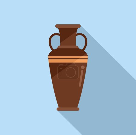 Illustration for Antique amphora icon flat vector. Vase pot. Wine pottery - Royalty Free Image