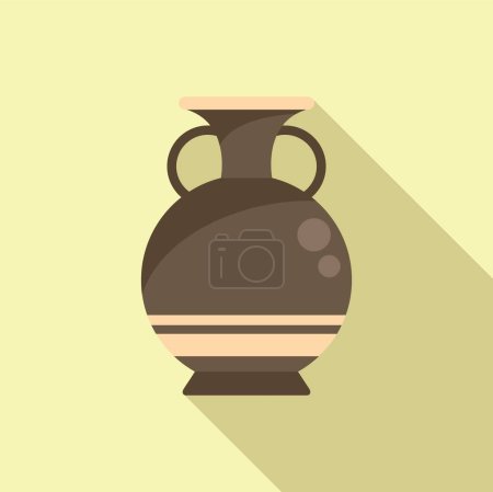 Illustration for Roman amphora icon flat vector. Vase pot. Art museum - Royalty Free Image