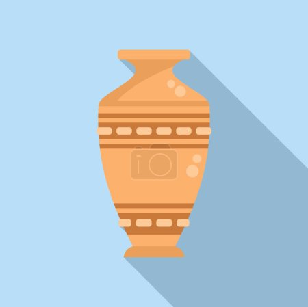 Illustration for Exhibition amphora icon flat vector. Ancient vase. Ceramic vessel - Royalty Free Image