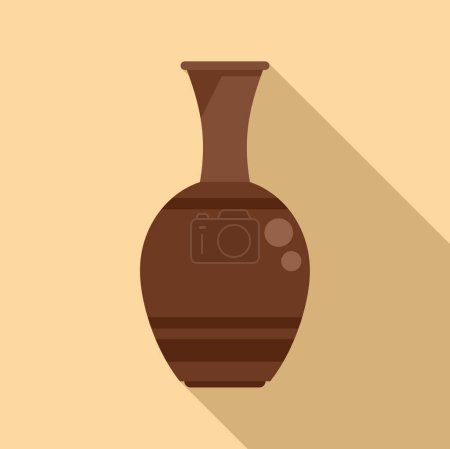 Illustration for Traditional amphora icon flat vector. Vase pot. Ceramic pottery - Royalty Free Image